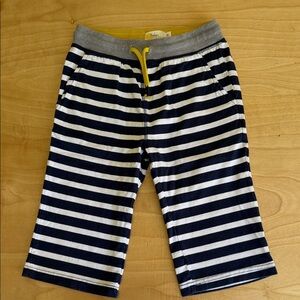 Boden Striped Navy & White Jogger Pants with Yellow Drawstring